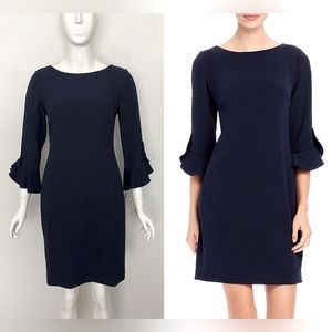 NWT KARL LAGERFELD PARIS ECLIPSE BLUE DRESS RUFFLE BELL SLEEVE DETAILS SIZE 4